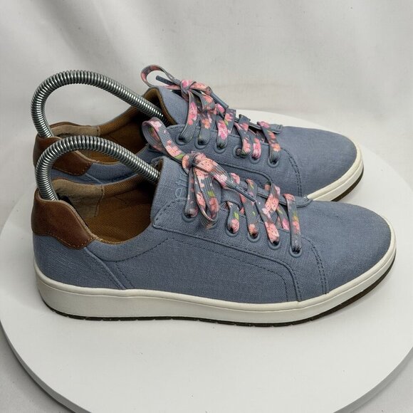 Aetrex Shoes Womens 7 Renee Arch Support Sneakers Blue Canvas Lace Up Low Top - Picture 2 of 8